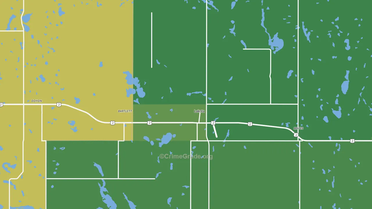 Lakota, ND Map of Vehicle Theft Rates