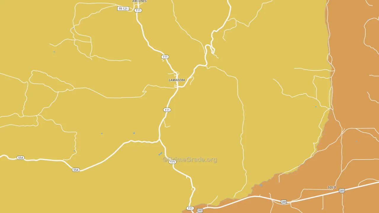Lamadera, NM Map of Vehicle Theft Rates