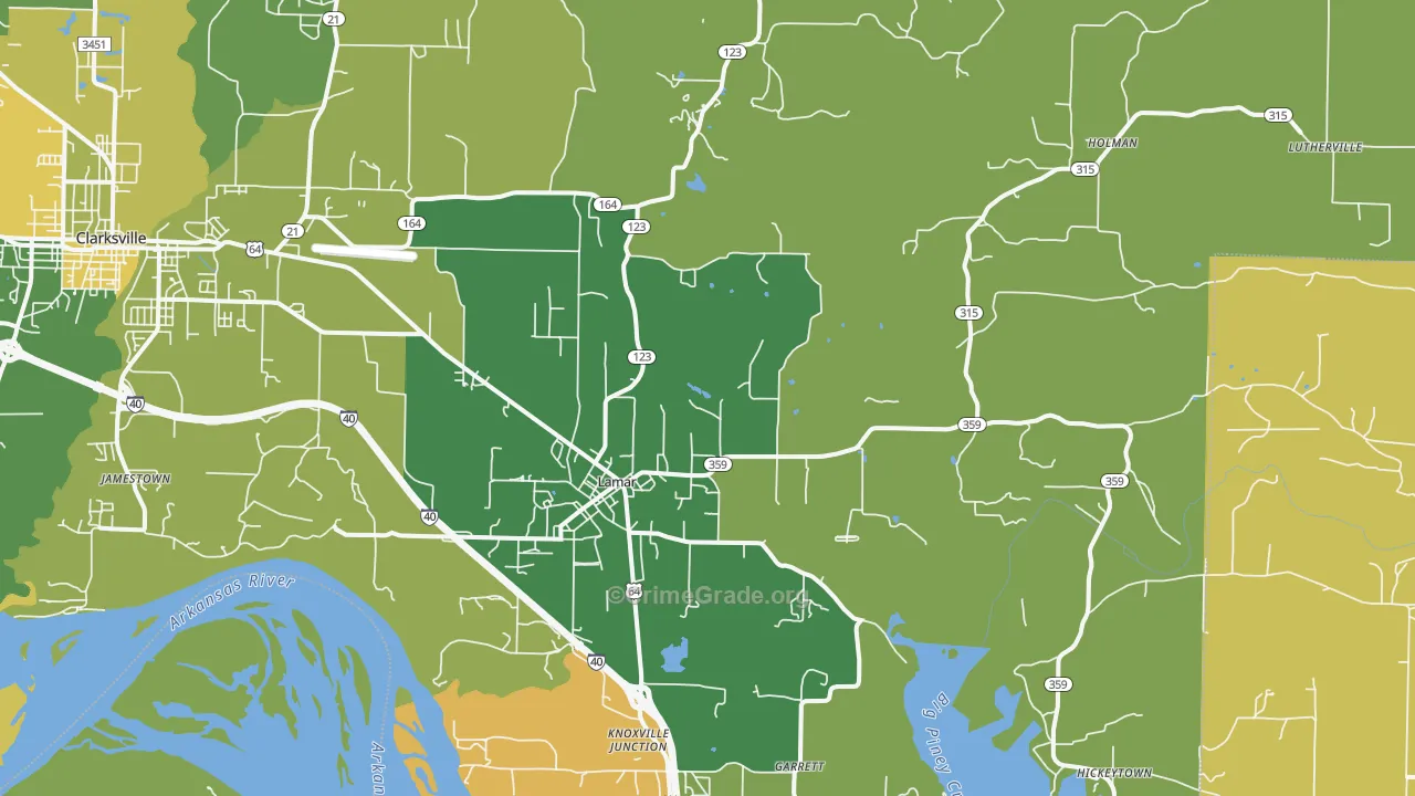 Lamar, AR Map of Vehicle Theft Rates