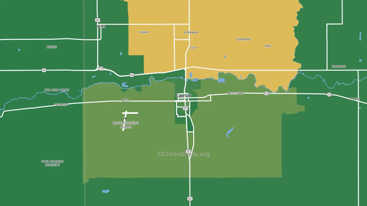 Lamar, CO Map of Vehicle Theft Rates