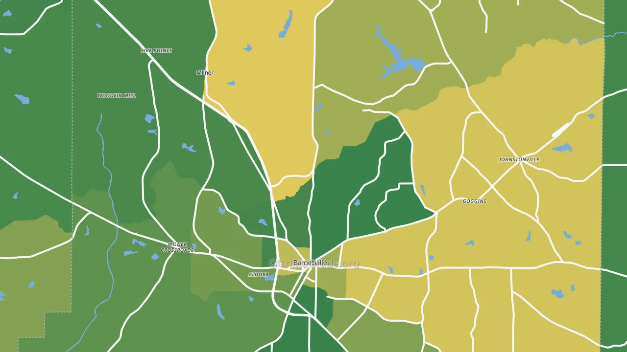 Lamar County, GA Map of Vehicle Theft Rates