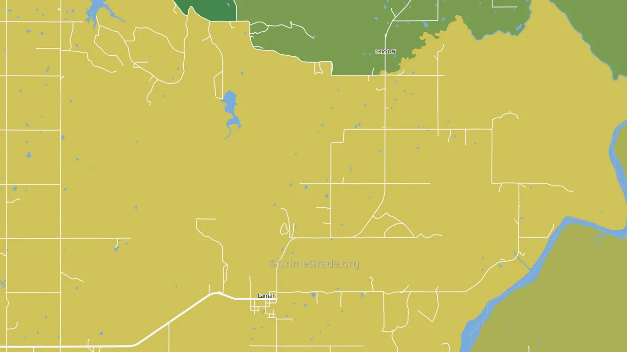 Lamar, OK Map of Vehicle Theft Rates