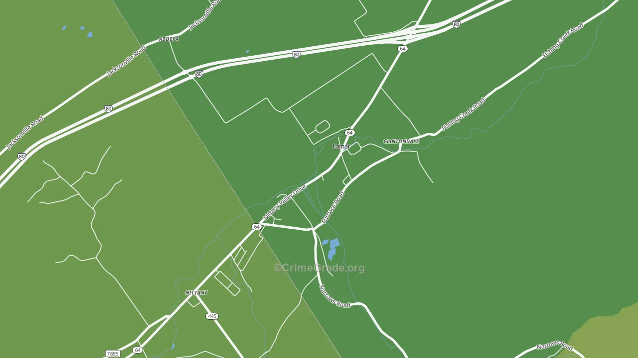 Lamar, PA Map of Vehicle Theft Rates