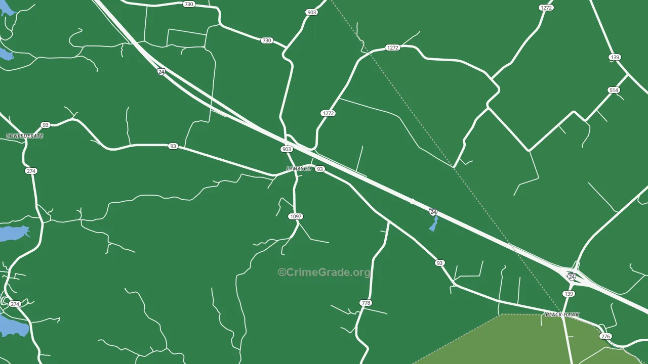 Lamasco, KY Map of Vehicle Theft Rates