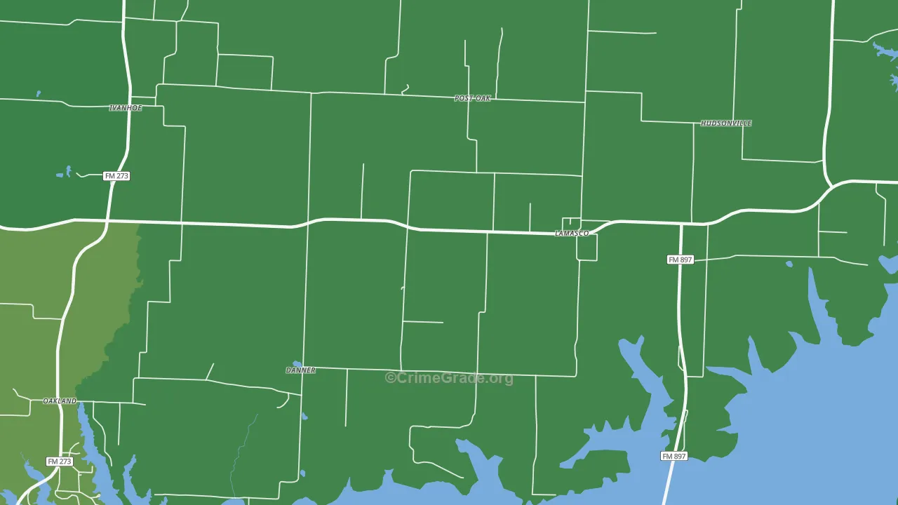 Lamasco, TX Map of Vehicle Theft Rates