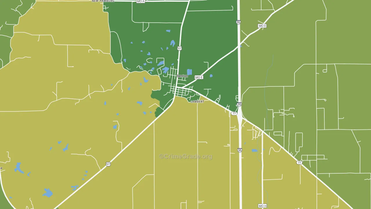 Lambert, MO Map of Vehicle Theft Rates