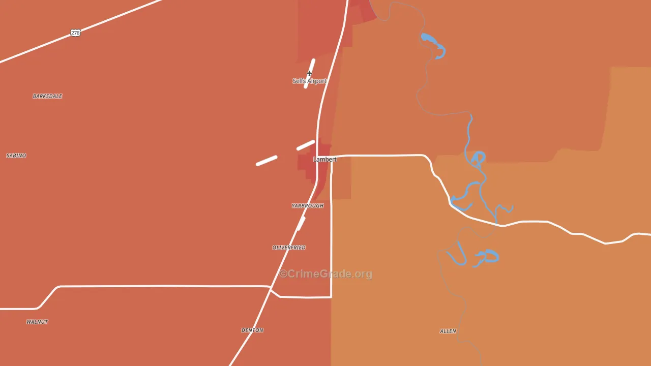 Lambert, MS Map of Vehicle Theft Rates