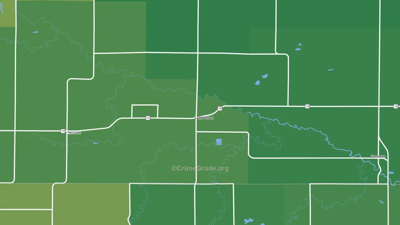 Lamberton, MN Map of Vehicle Theft Rates