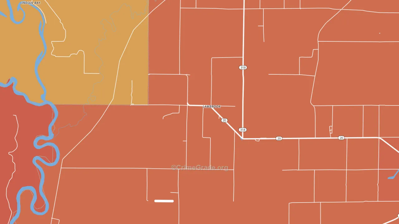 Lambrook, AR Map of Vehicle Theft Rates