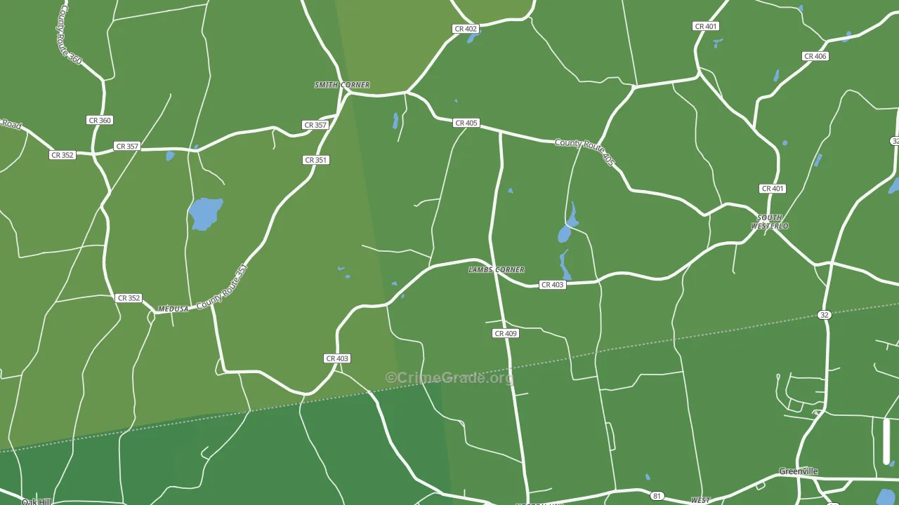 Lambs Corner, NY Map of Vehicle Theft Rates