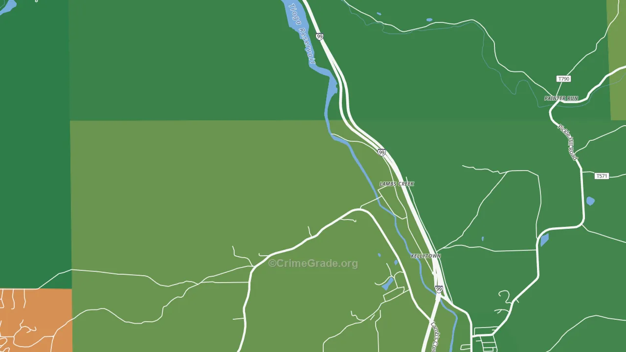 Lambs Creek, PA Map of Vehicle Theft Rates