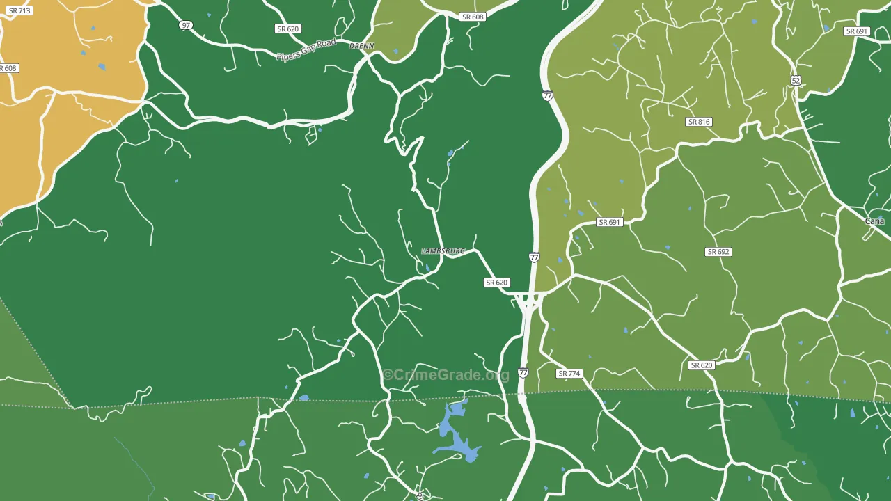 Lambsburg, VA Map of Vehicle Theft Rates