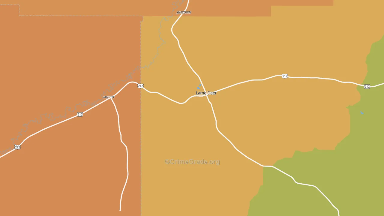 Lame Deer, MT Map of Vehicle Theft Rates