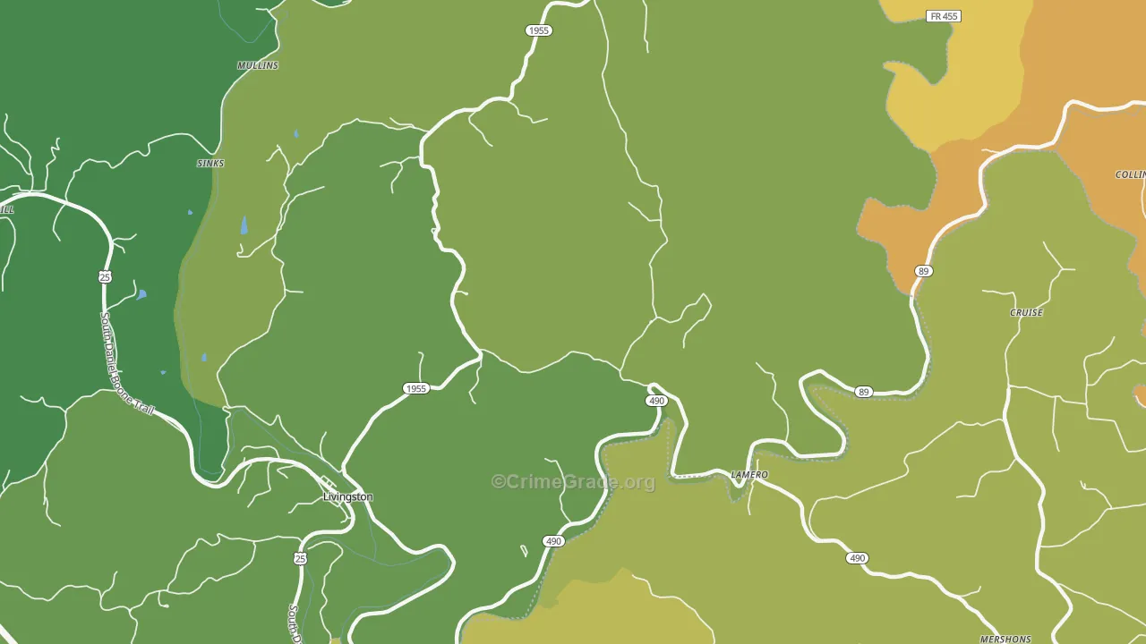 Lamero, KY Map of Vehicle Theft Rates