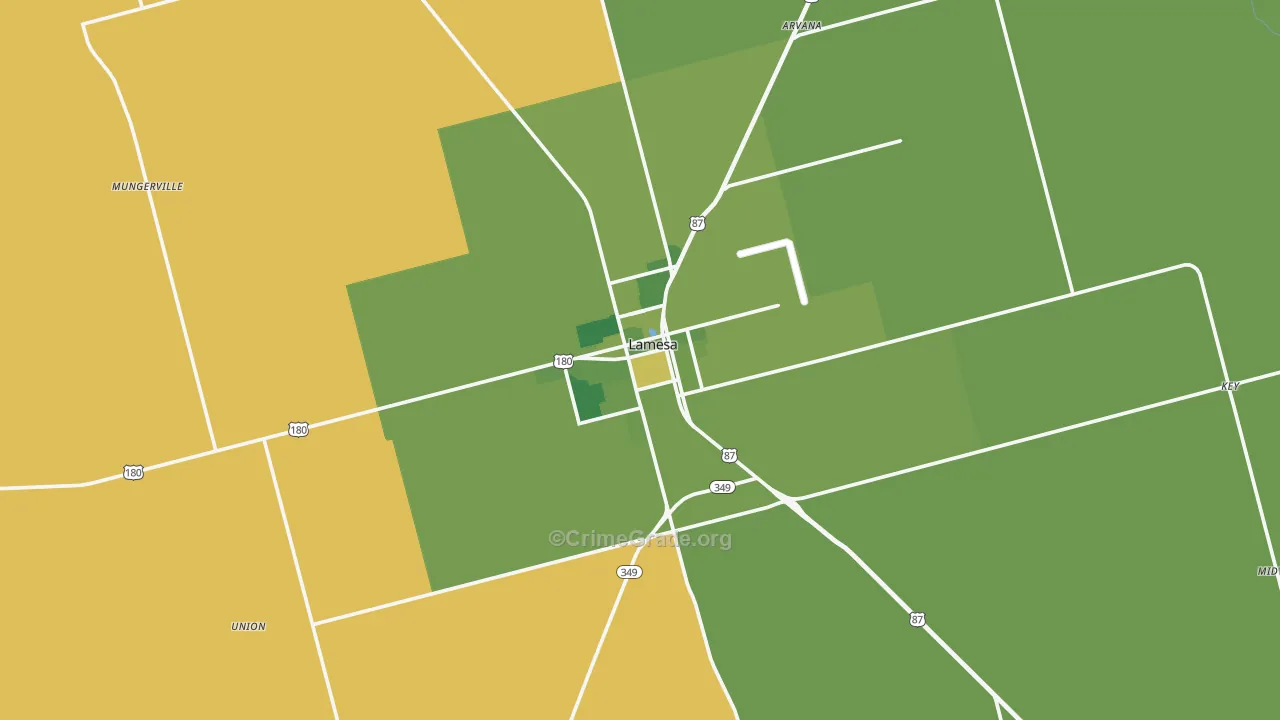 Lamesa, TX Map of Vehicle Theft Rates