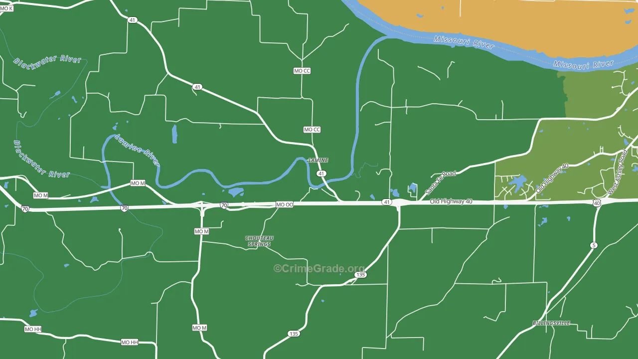 Lamine, MO Map of Vehicle Theft Rates