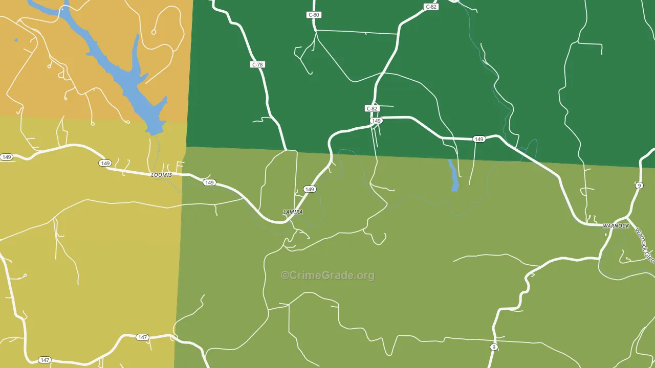 Lamira, OH Map of Vehicle Theft Rates
