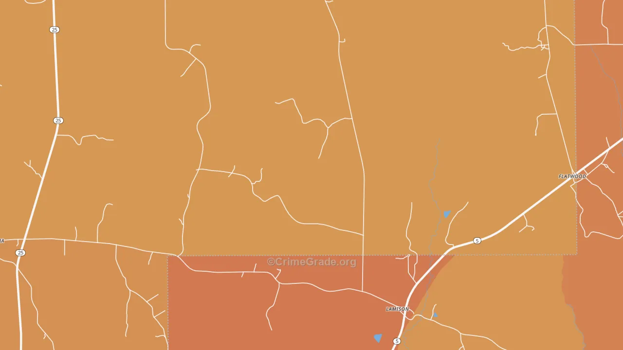 Lamison, AL Map of Vehicle Theft Rates