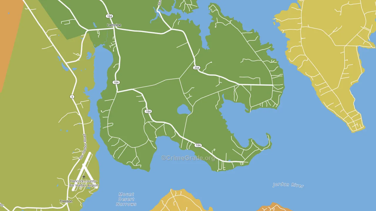 Lamoine, ME Map of Vehicle Theft Rates