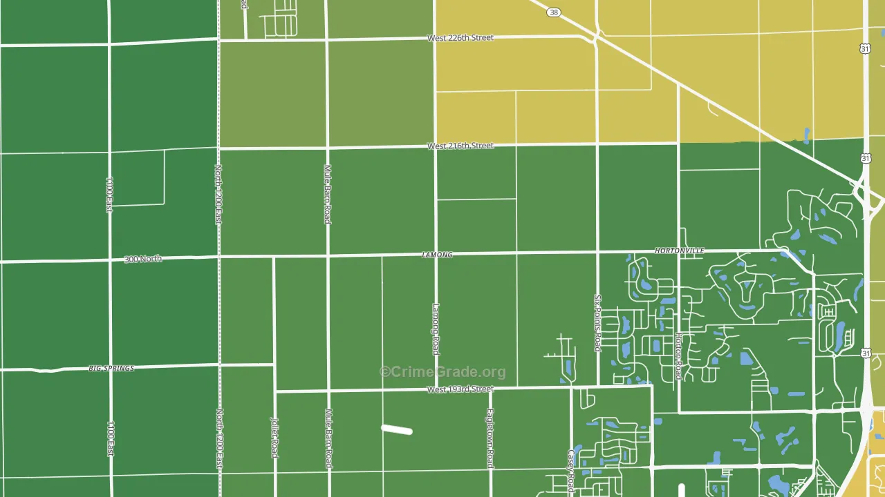 Lamong, IN Map of Vehicle Theft Rates