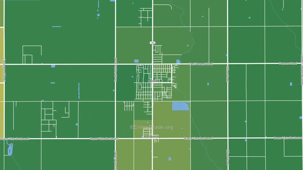 Lamont, CA Map of Vehicle Theft Rates