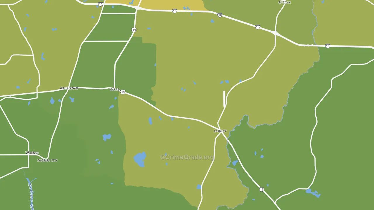 Lamont, FL Map of Vehicle Theft Rates