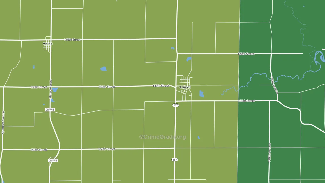 Lamont, IA Map of Vehicle Theft Rates