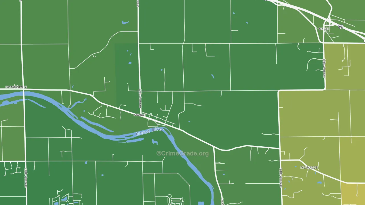 Lamont, MI Map of Vehicle Theft Rates