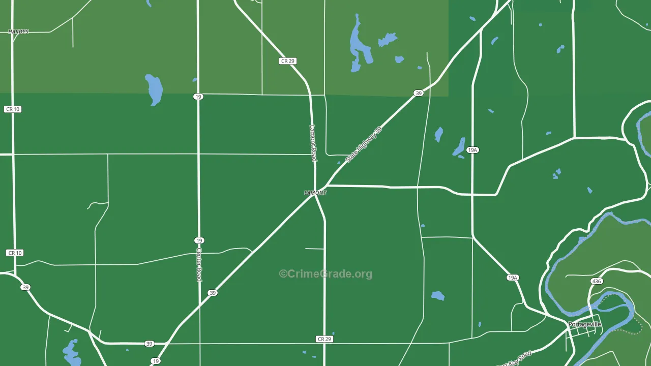 Lamont, NY Map of Vehicle Theft Rates