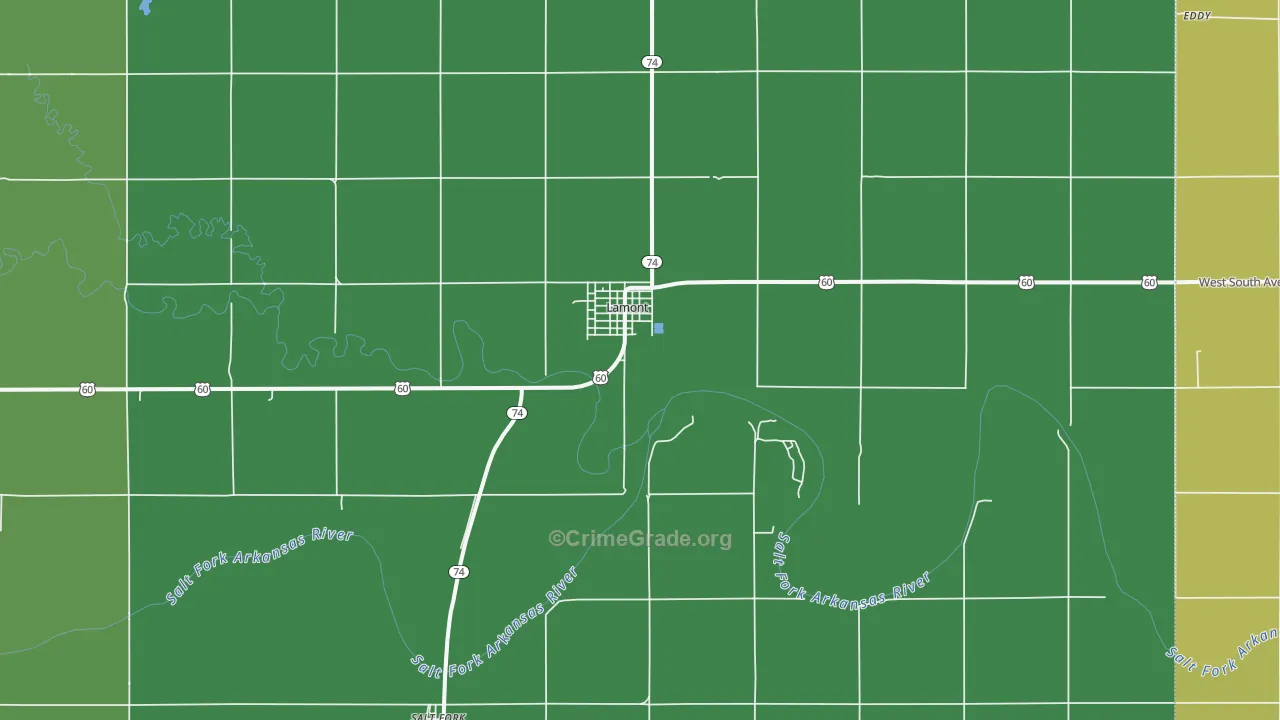 Lamont, OK Map of Vehicle Theft Rates