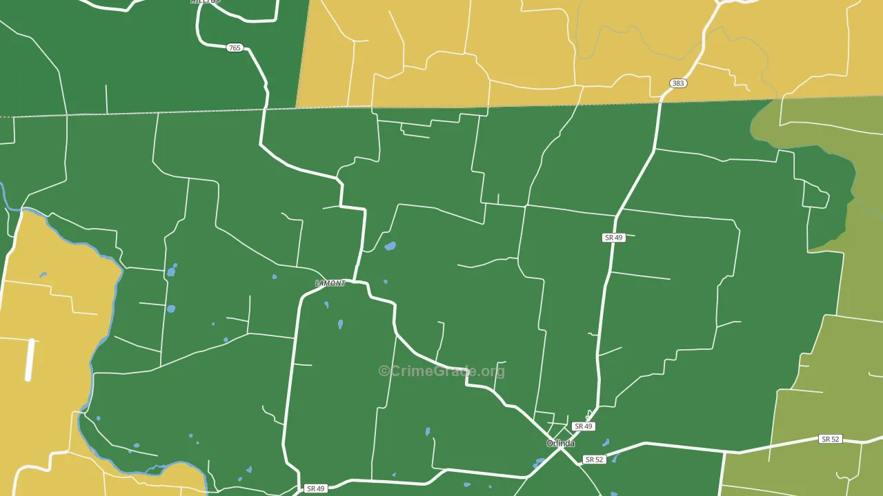 Lamont, TN Map of Vehicle Theft Rates