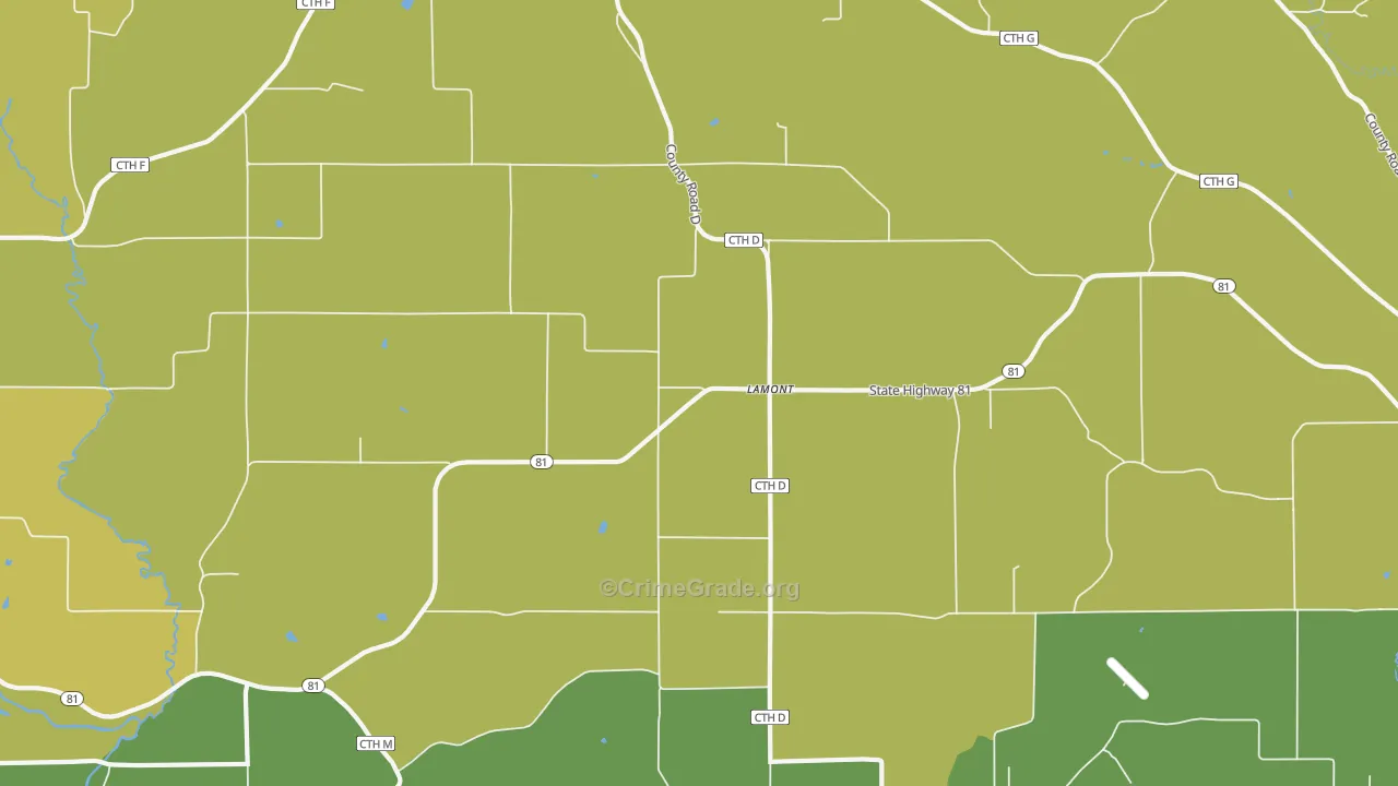 Lamont, WI Map of Vehicle Theft Rates