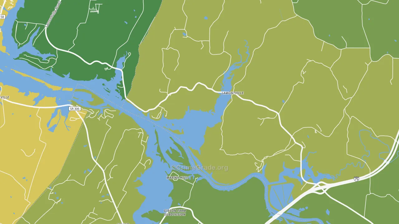 Lamontville, TN Map of Vehicle Theft Rates