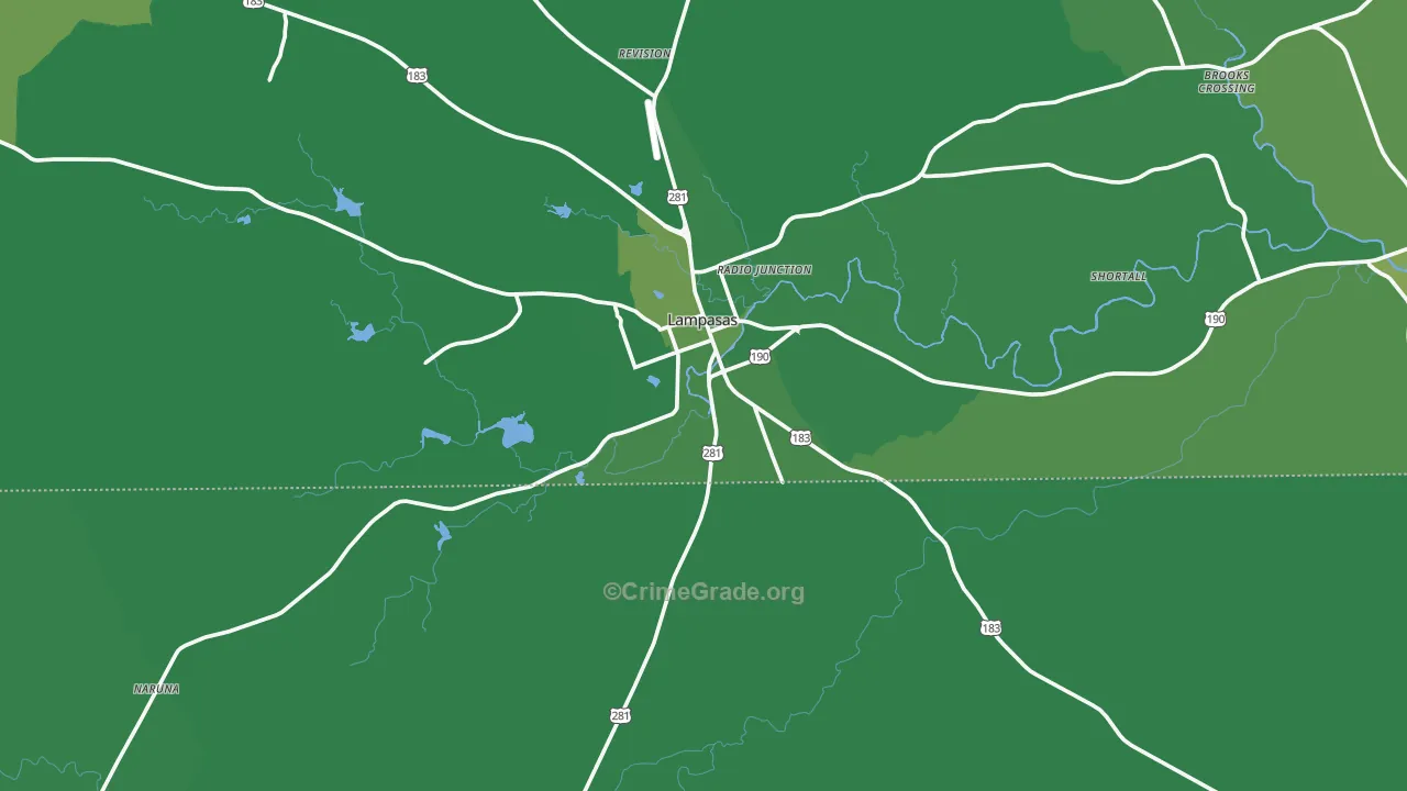 Lampasas, TX Map of Vehicle Theft Rates