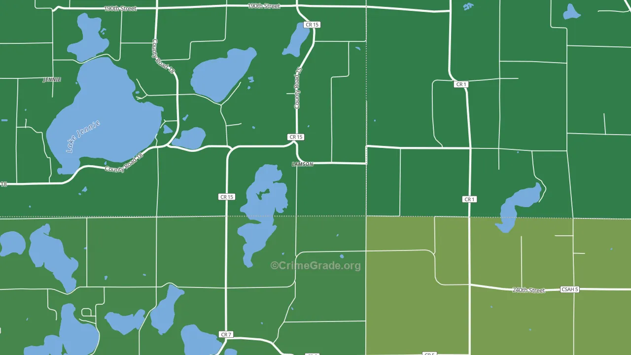 Lamson, MN Map of Vehicle Theft Rates