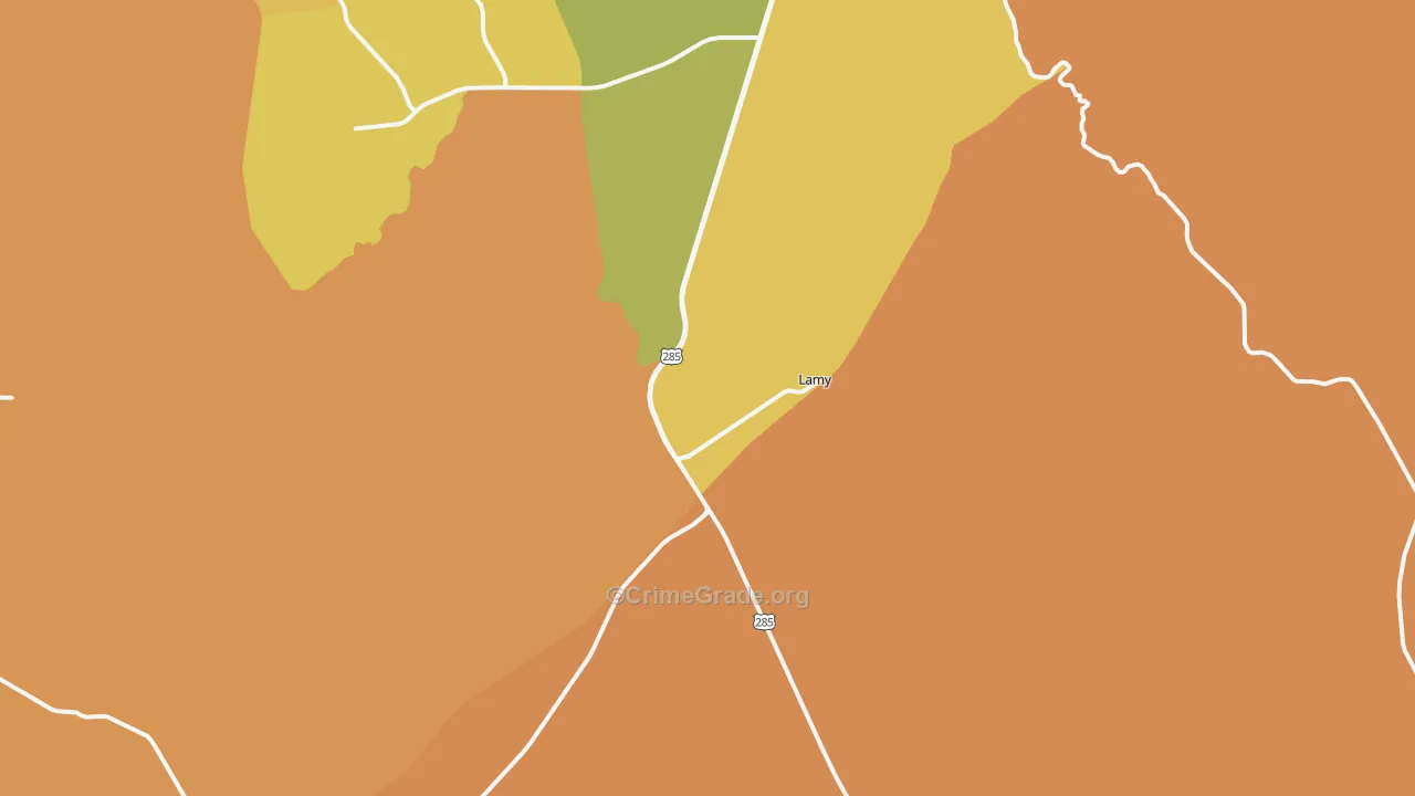 Lamy, NM Map of Vehicle Theft Rates