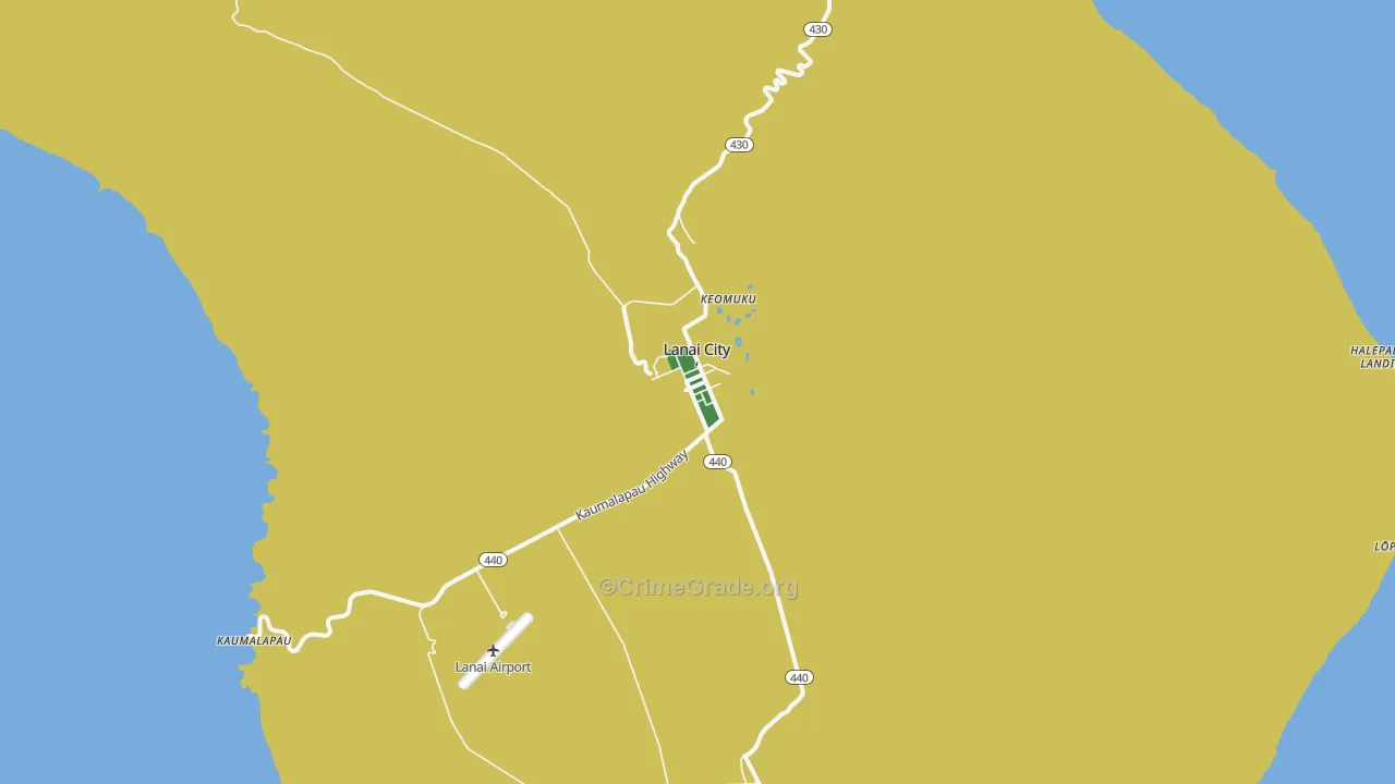 Lanai City, HI Map of Vehicle Theft Rates