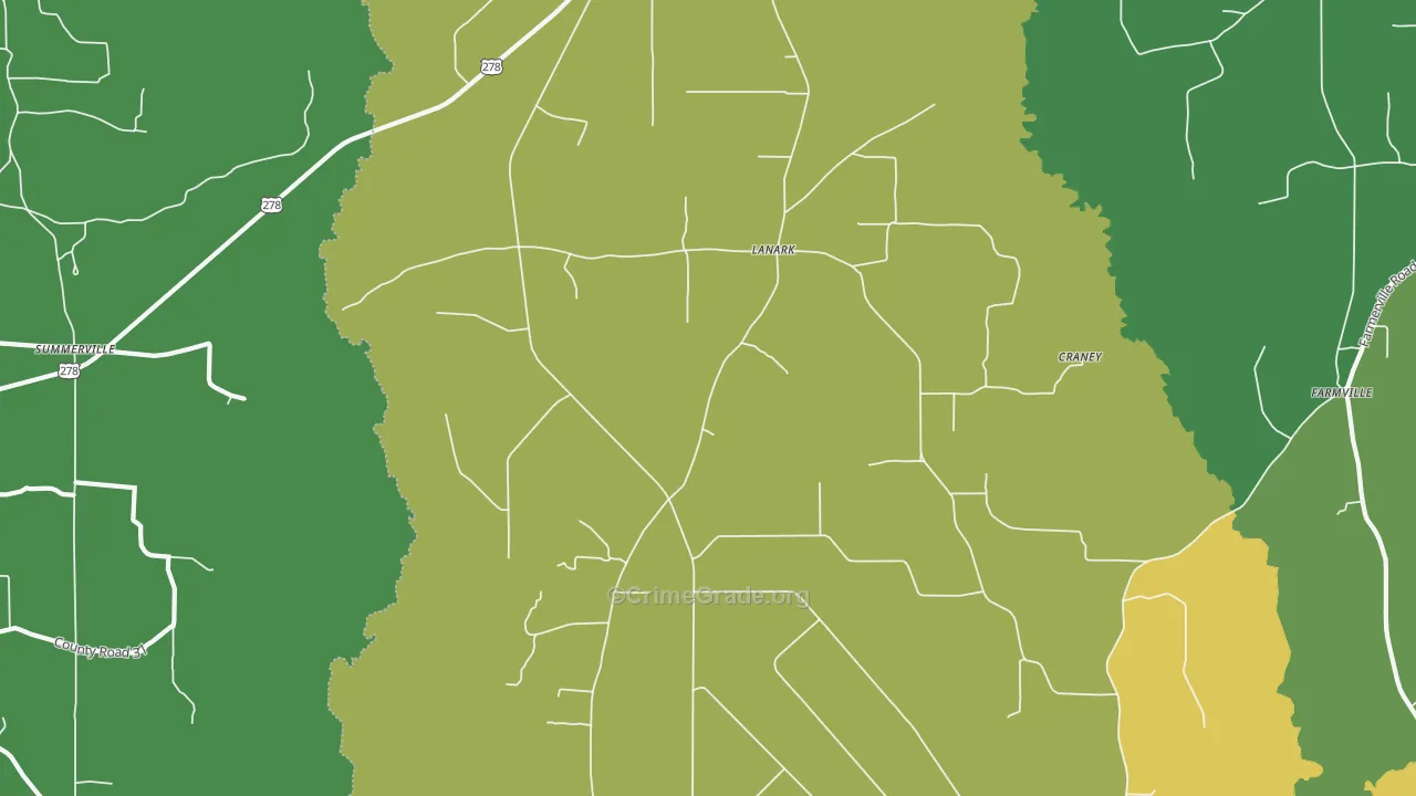 Lanark, AR Map of Vehicle Theft Rates