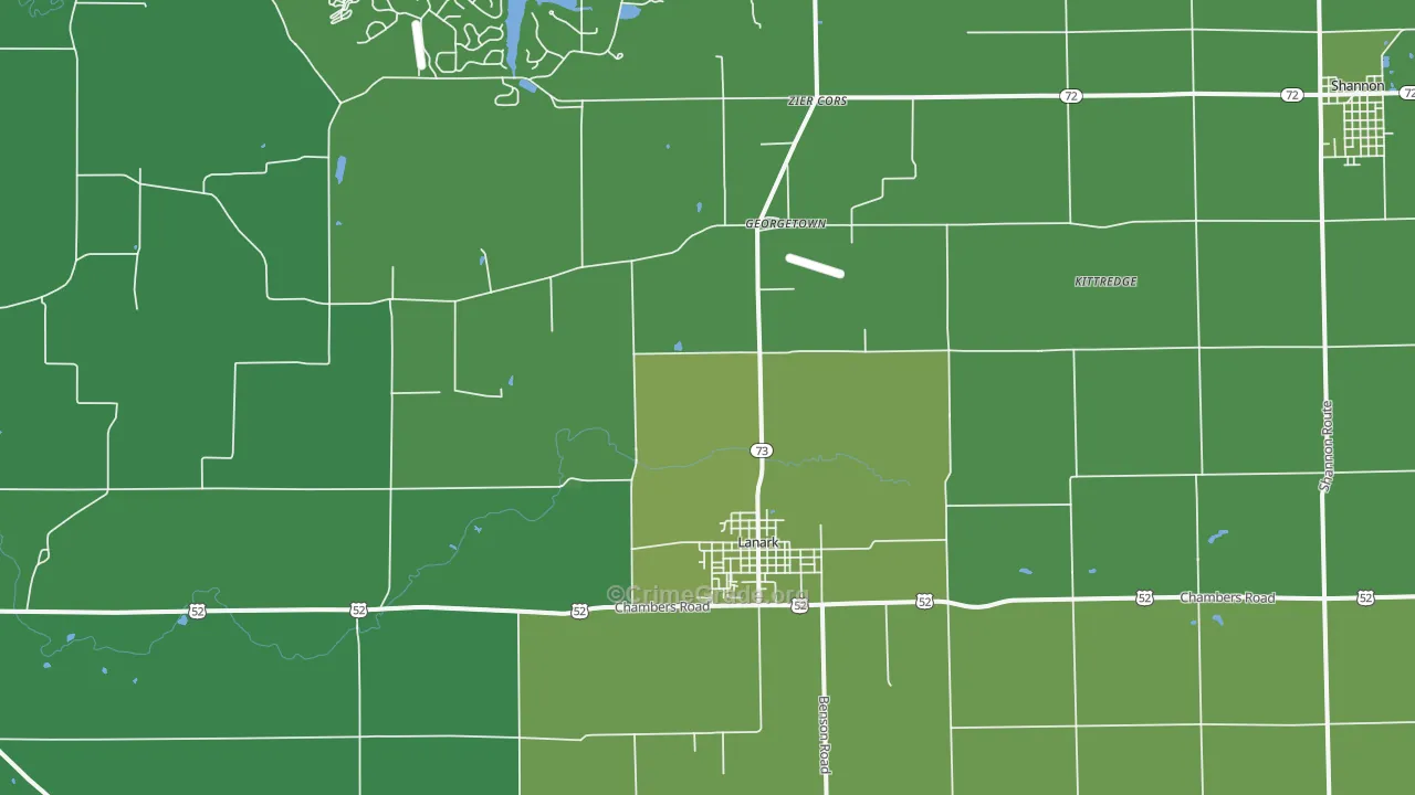 Lanark, IL Map of Vehicle Theft Rates