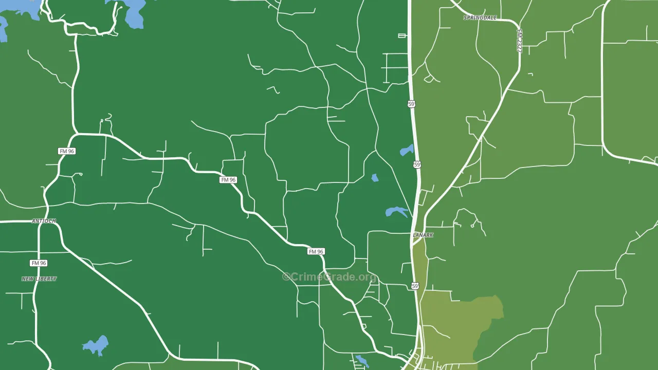 Lanark, TX Map of Vehicle Theft Rates