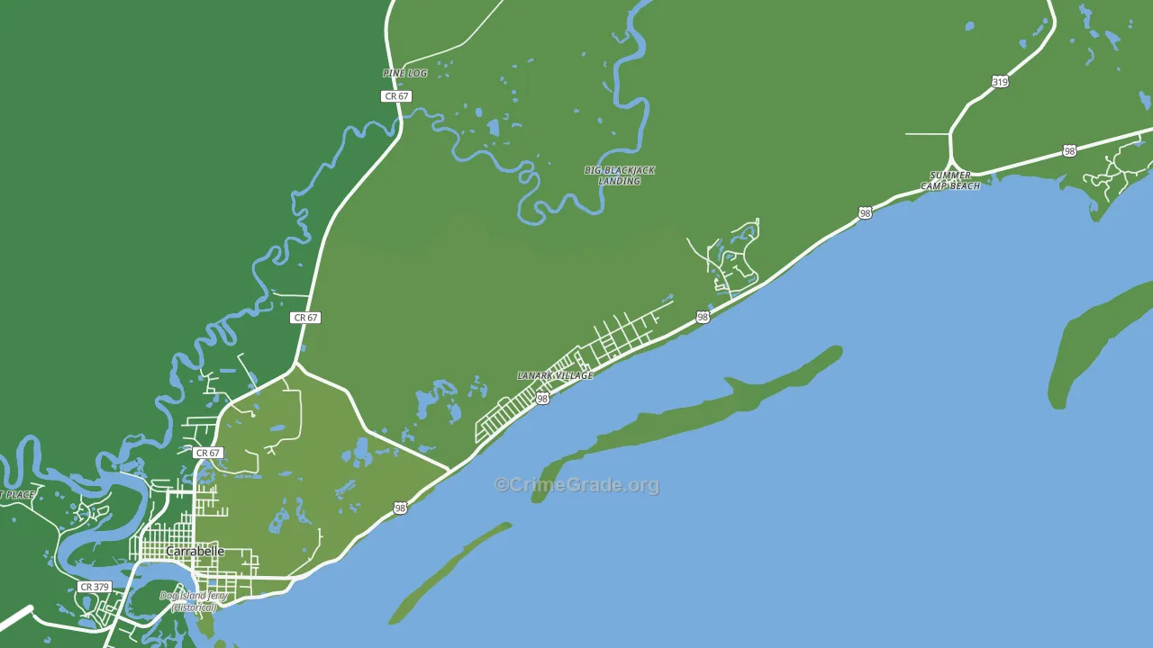 Lanark Village, FL Map of Vehicle Theft Rates