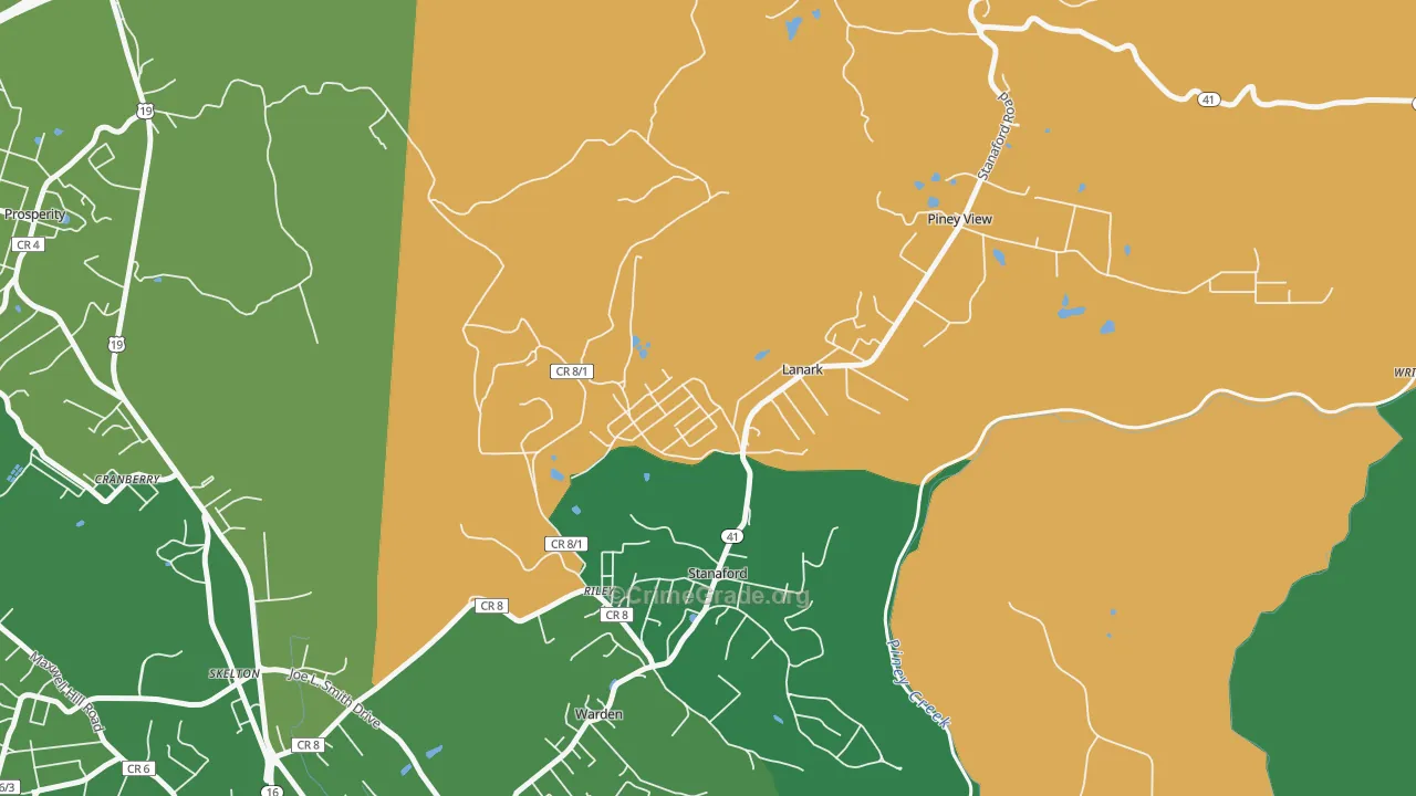 Lanark, WV Map of Vehicle Theft Rates