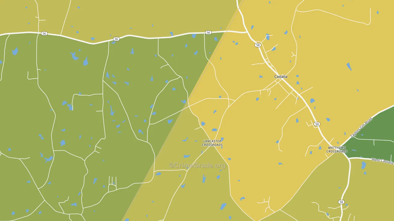Lancaster Crossroads, NC Map of Vehicle Theft Rates