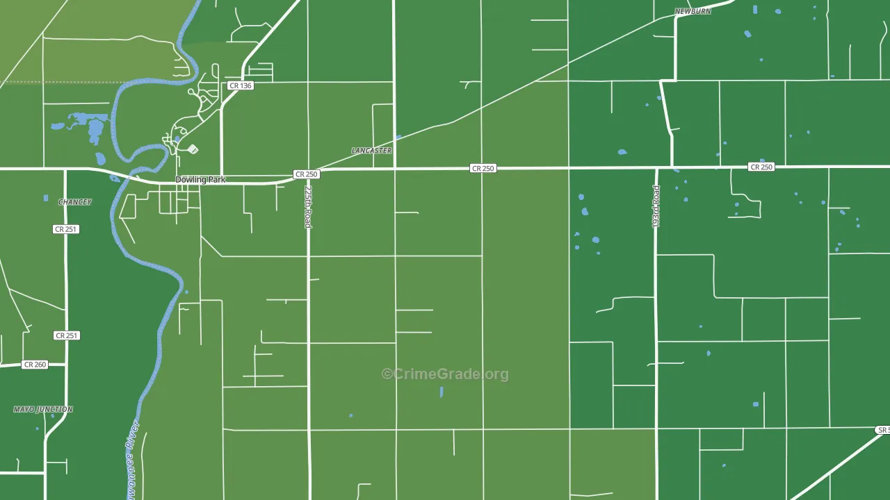 Lancaster, FL Map of Vehicle Theft Rates