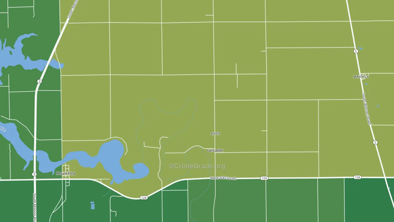 Lancaster, IN Map of Vehicle Theft Rates