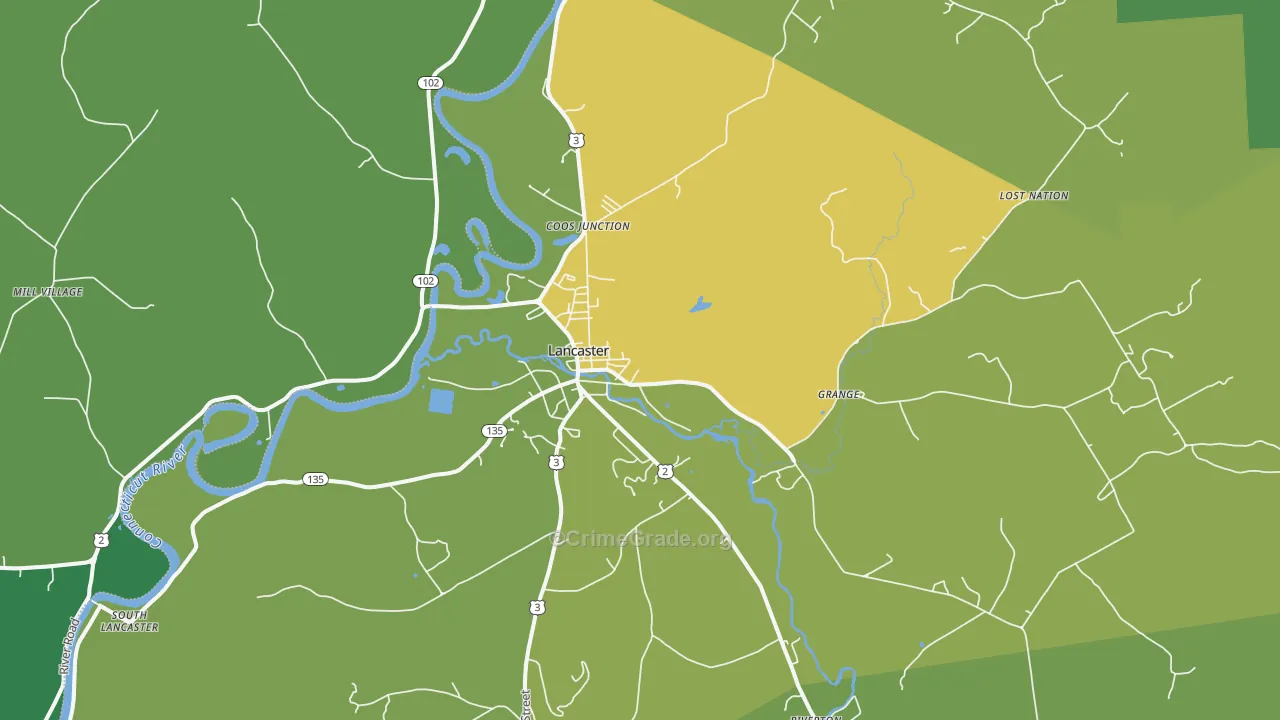 Lancaster, NH Map of Vehicle Theft Rates