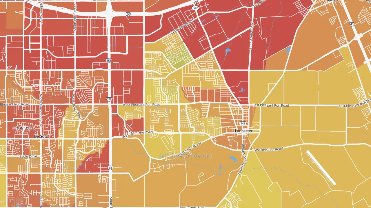 Lancaster, TX Map of Vehicle Theft Rates