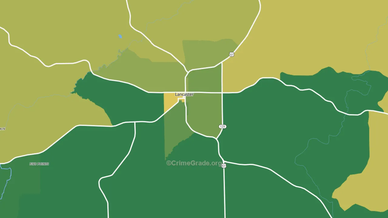 Lancaster, WI Map of Vehicle Theft Rates