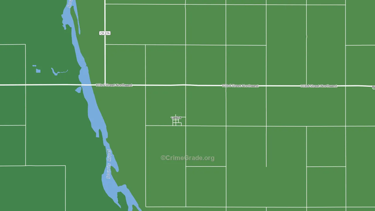 Landa, ND Map of Vehicle Theft Rates