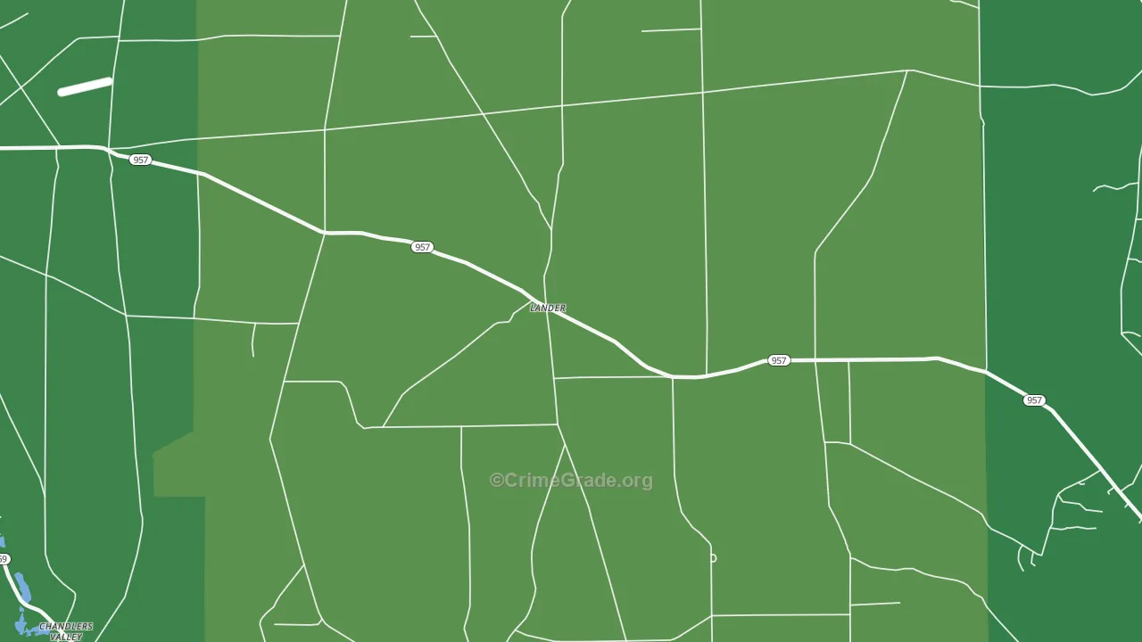 Lander, PA Map of Vehicle Theft Rates